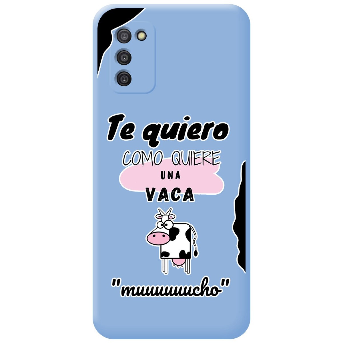 Funda Silicona Líquida Azul para Samsung Galaxy A03s diseño Vaca Dibujos