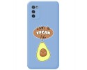 Funda Silicona Líquida Azul para Samsung Galaxy A03s diseño Vegan Life Dibujos