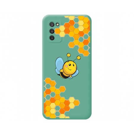 Funda Silicona Líquida Verde para Samsung Galaxy A03s diseño Abeja Dibujos