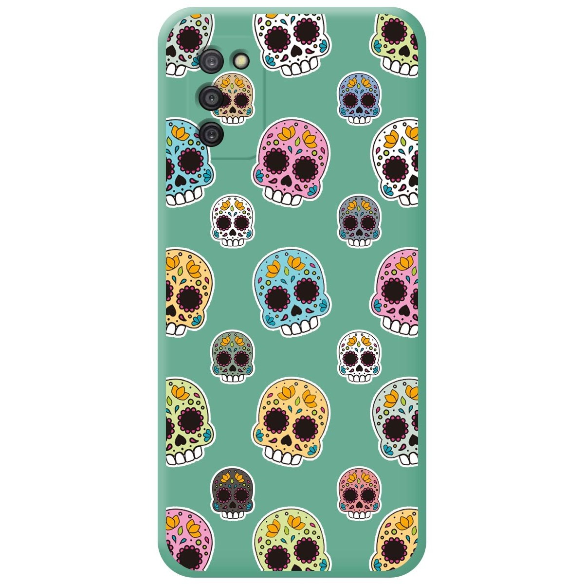 Funda Silicona Líquida Verde para Samsung Galaxy A03s diseño Catrina Dibujos