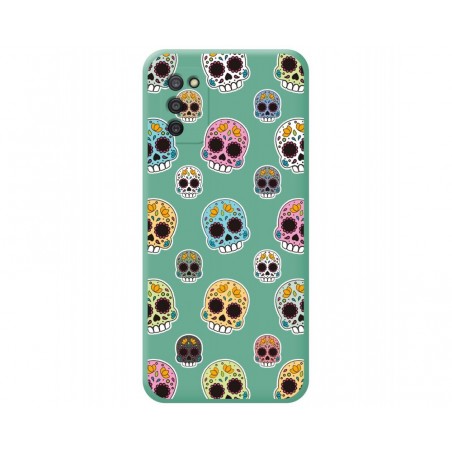 Funda Silicona Líquida Verde para Samsung Galaxy A03s diseño Catrina Dibujos