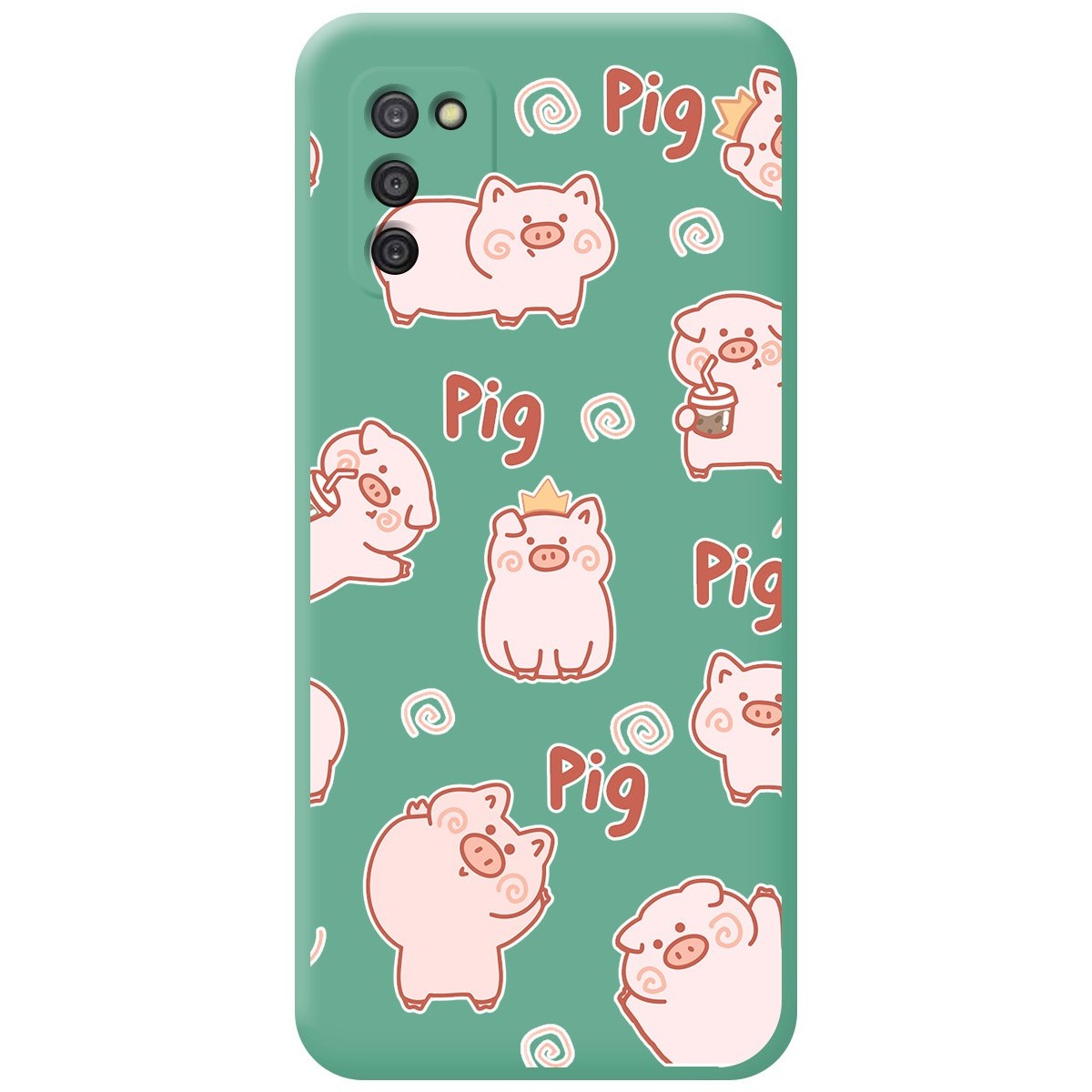 Funda Silicona Líquida Verde para Samsung Galaxy A03s diseño Cerdos Dibujos