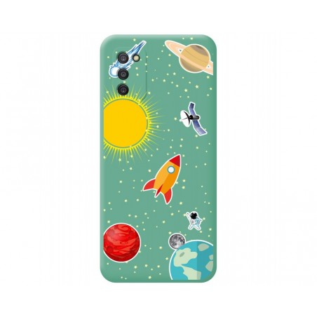 Funda Silicona Líquida Verde para Samsung Galaxy A03s diseño Espacio Dibujos
