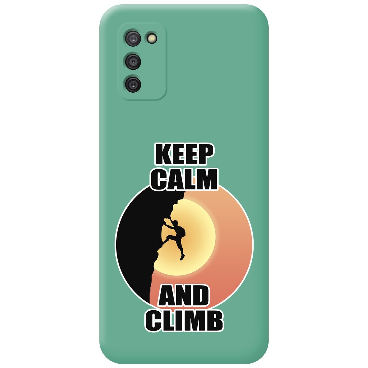Funda Silicona Líquida Verde para Samsung Galaxy A03s diseño Hombre Escalada Dibujos