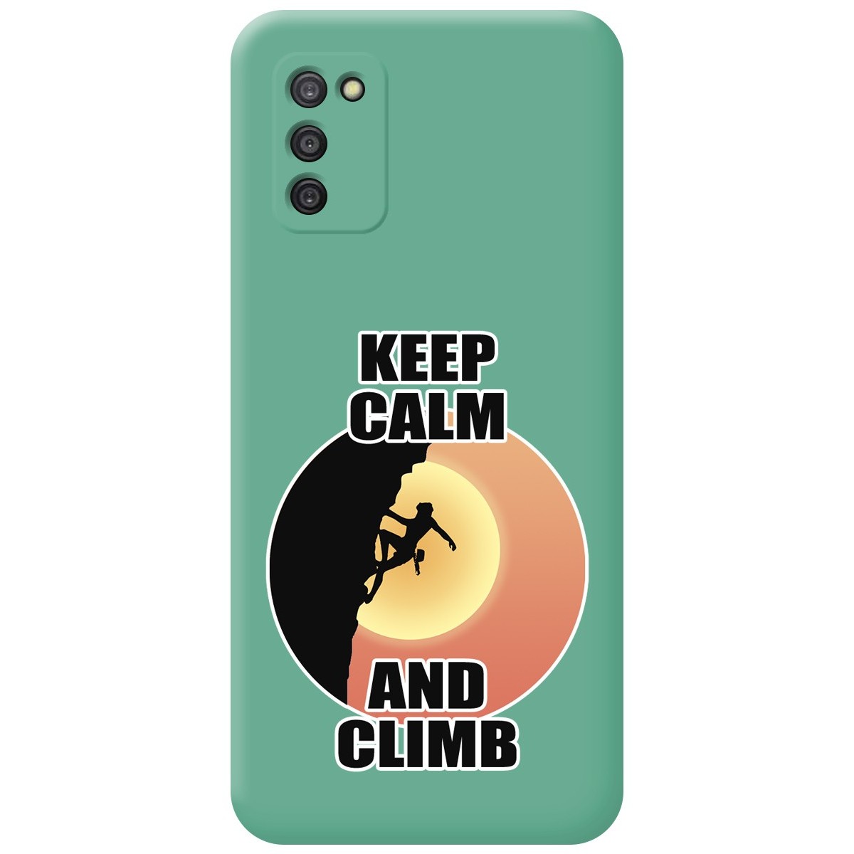 Funda Silicona Líquida Verde para Samsung Galaxy A03s diseño Mujer Escalada Dibujos