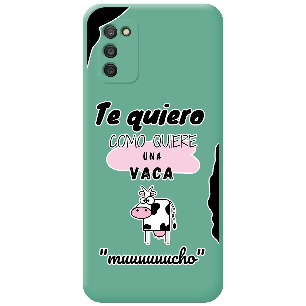 Funda Silicona Líquida Verde para Samsung Galaxy A03s diseño Vaca Dibujos