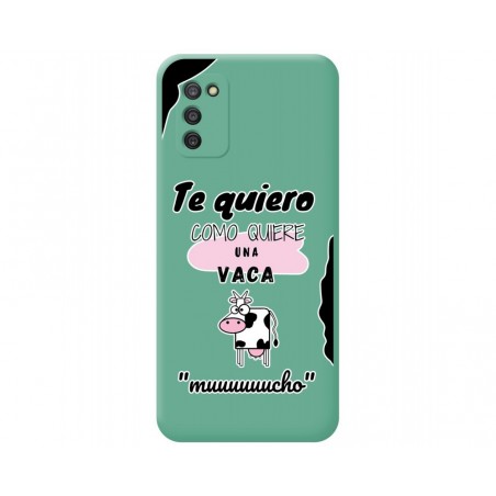 Funda Silicona Líquida Verde para Samsung Galaxy A03s diseño Vaca Dibujos