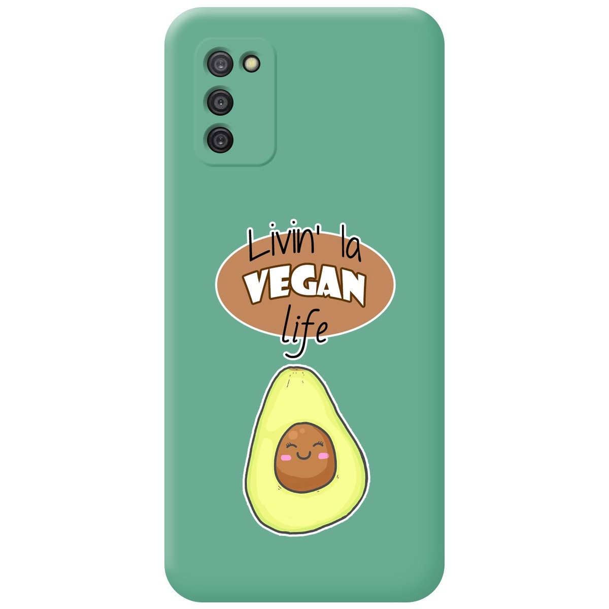 Funda Silicona Líquida Verde para Samsung Galaxy A03s diseño Vegan Life Dibujos