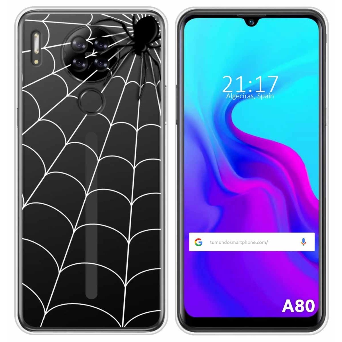 Funda Silicona Transparente para Blackview A80 / A80s diseño Araña Dibujos
