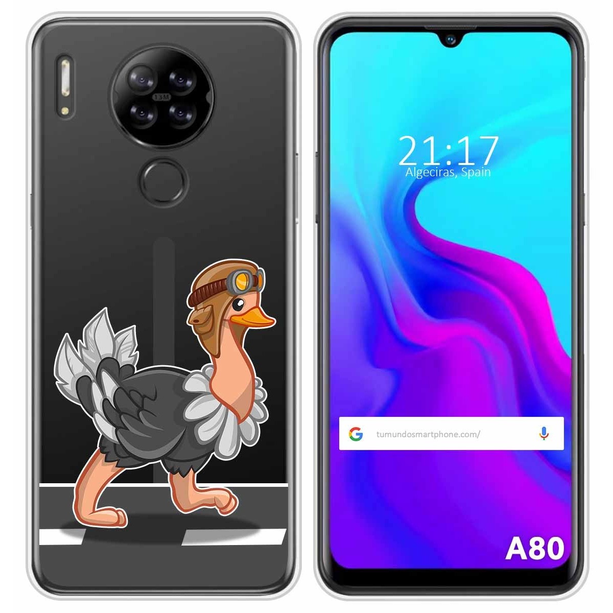 Funda Silicona Transparente para Blackview A80 / A80s diseño Avestruz Dibujos