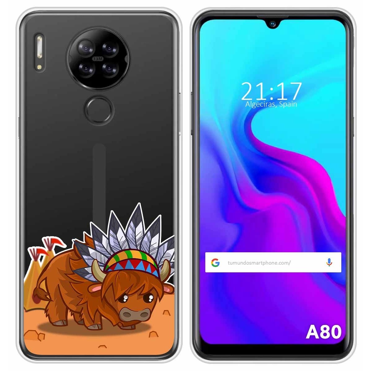 Funda Silicona Transparente para Blackview A80 / A80s diseño Bufalo Dibujos