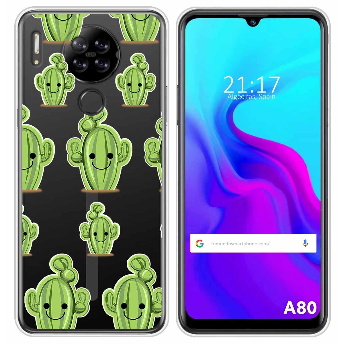 Funda Silicona Transparente para Blackview A80 / A80s diseño Cactus Dibujos