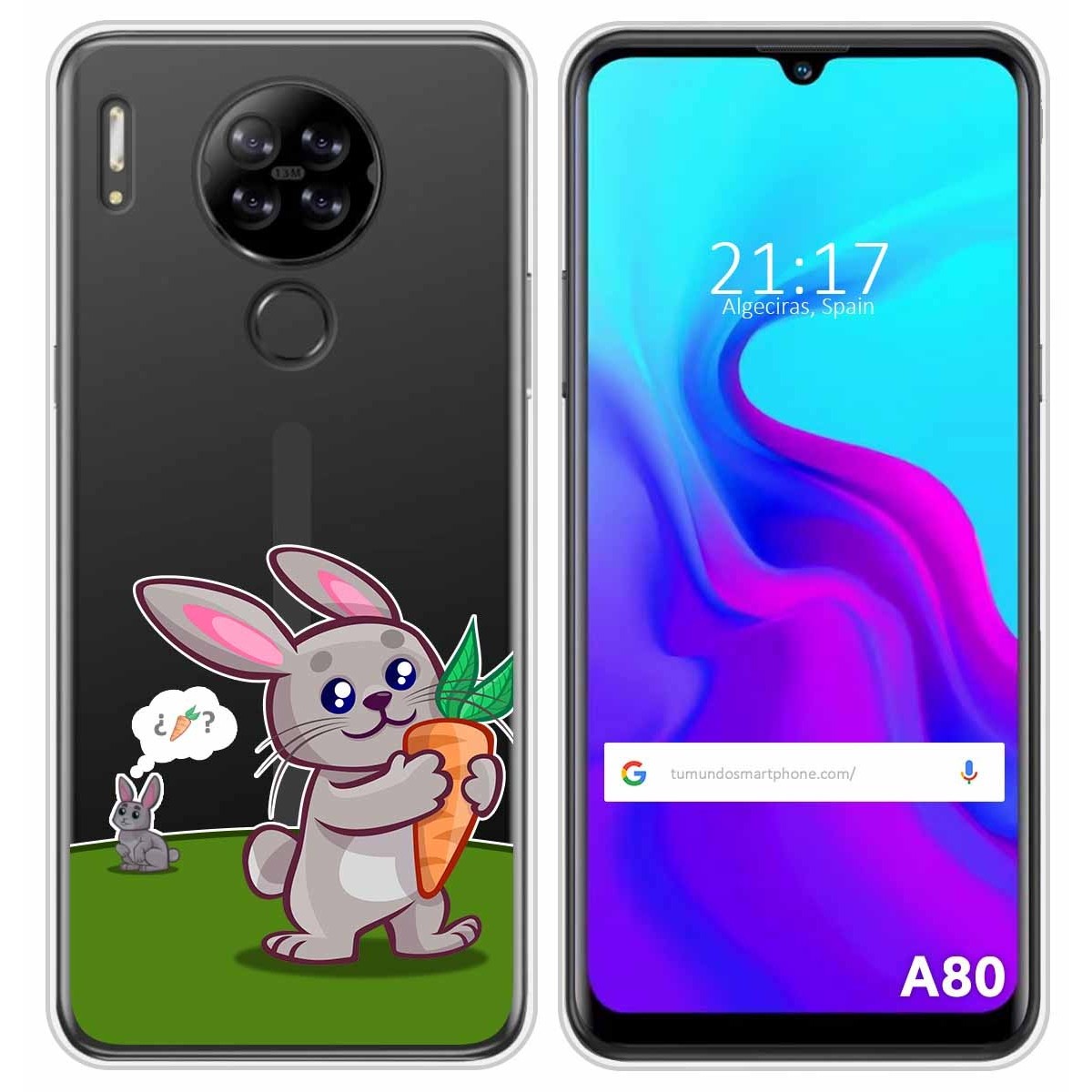 Funda Silicona Transparente para Blackview A80 / A80s diseño Conejo Dibujos