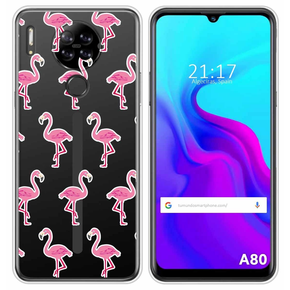 Funda Silicona Transparente para Blackview A80 / A80s diseño Flamenco Dibujos
