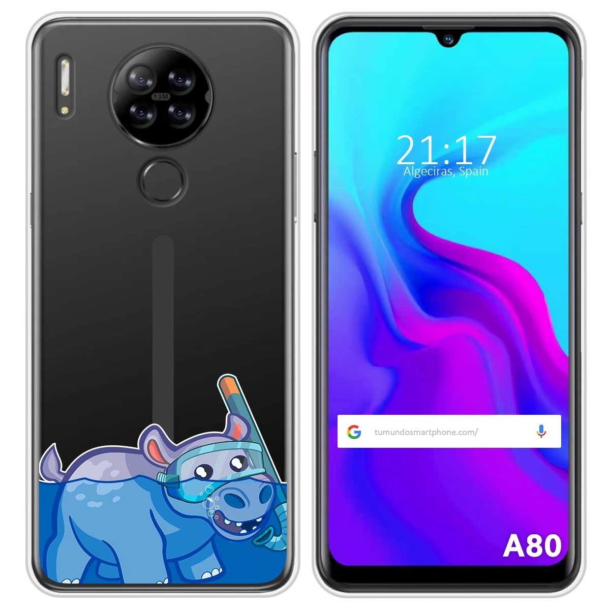 Funda Silicona Transparente para Blackview A80 / A80s diseño Hipo Dibujos