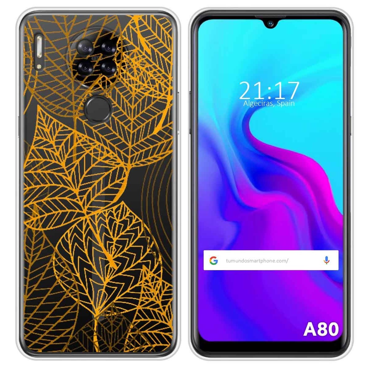 Funda Silicona Transparente para Blackview A80 / A80s diseño Hojas Dibujos