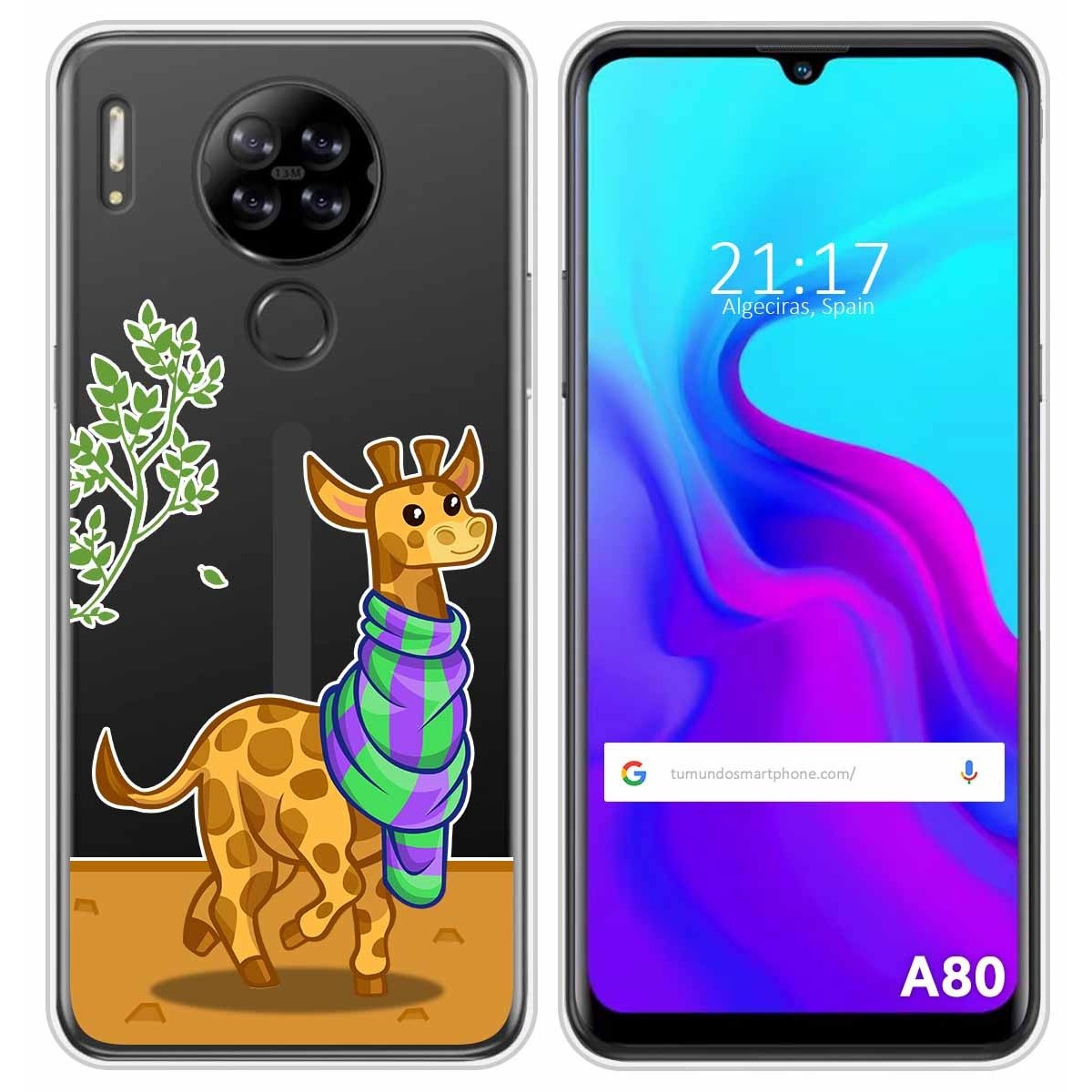 Funda Silicona Transparente para Blackview A80 / A80s diseño Jirafa Dibujos