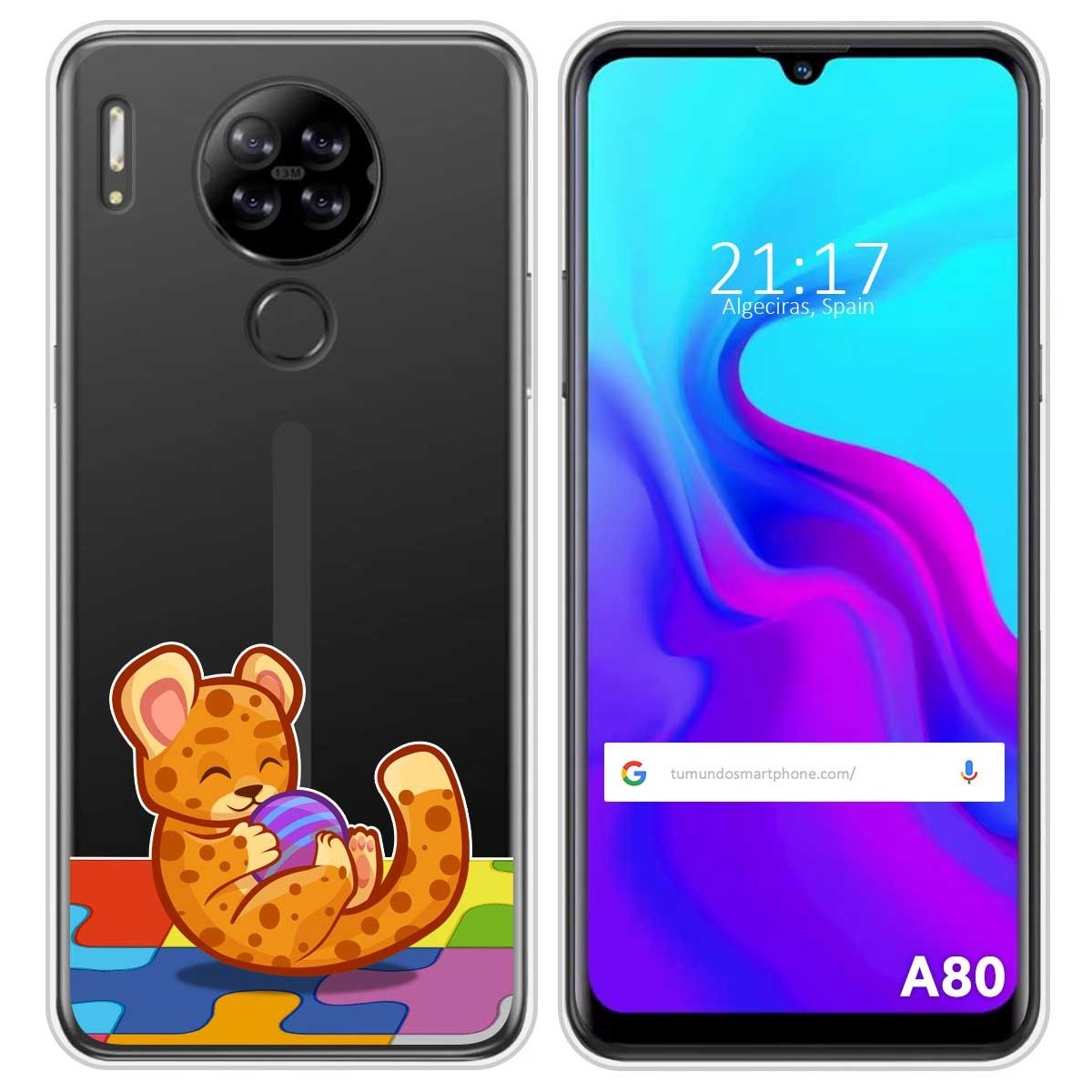 Funda Silicona Transparente para Blackview A80 / A80s diseño Leopardo Dibujos