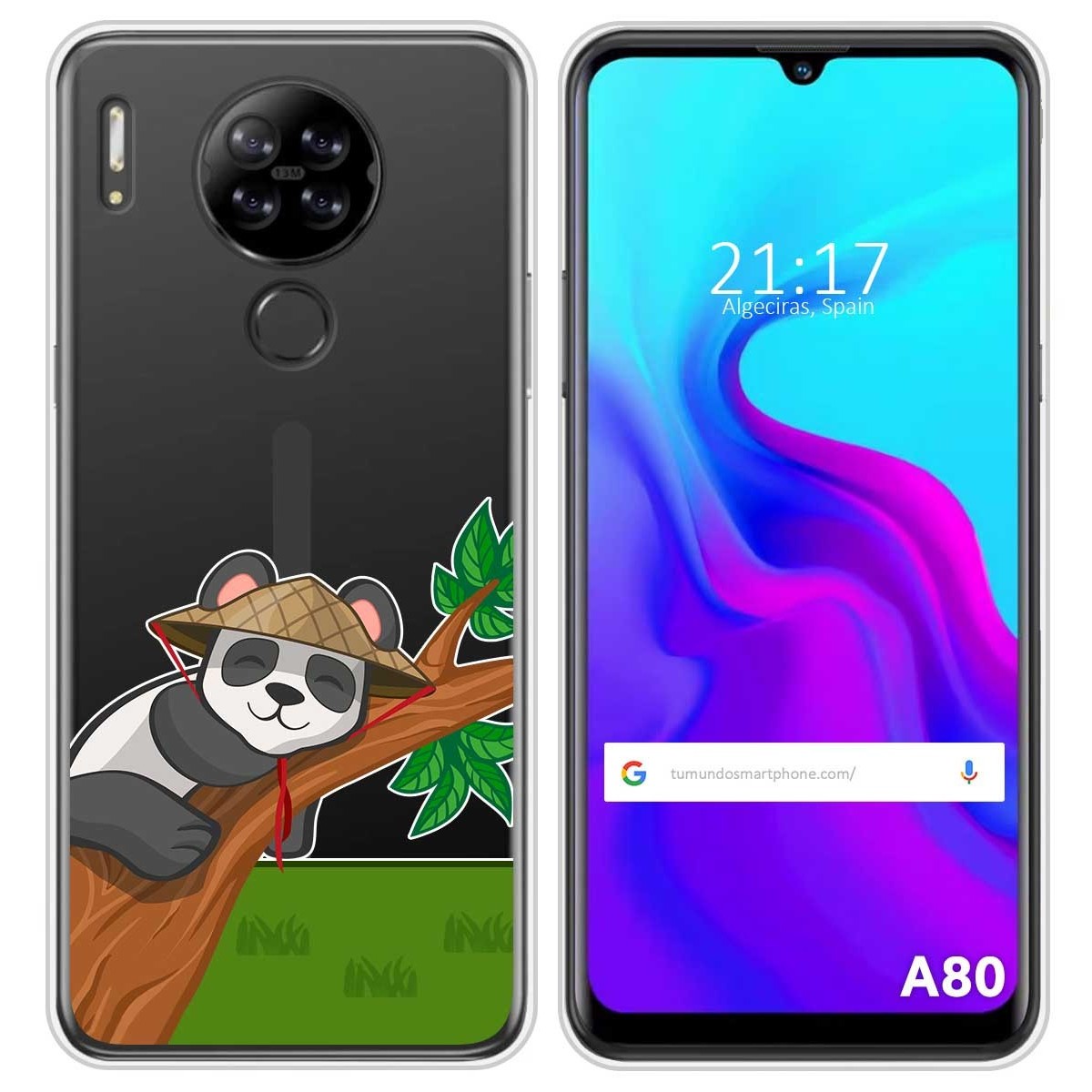 Funda Silicona Transparente para Blackview A80 / A80s diseño Panda Dibujos