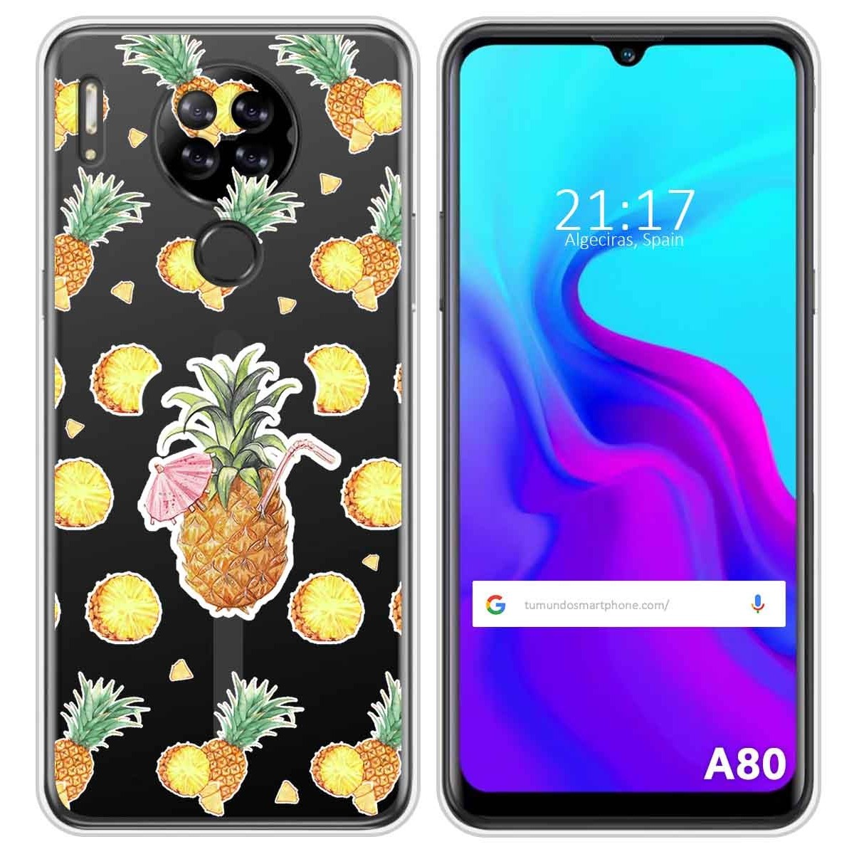 Funda Silicona Transparente para Blackview A80 / A80s diseño Piña Dibujos