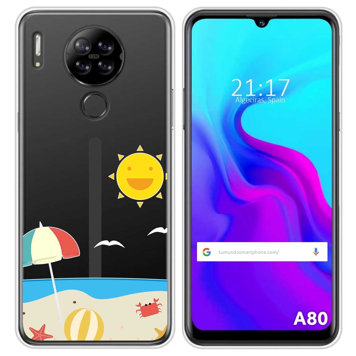 Funda Silicona Transparente para Blackview A80 / A80s diseño Playa Dibujos