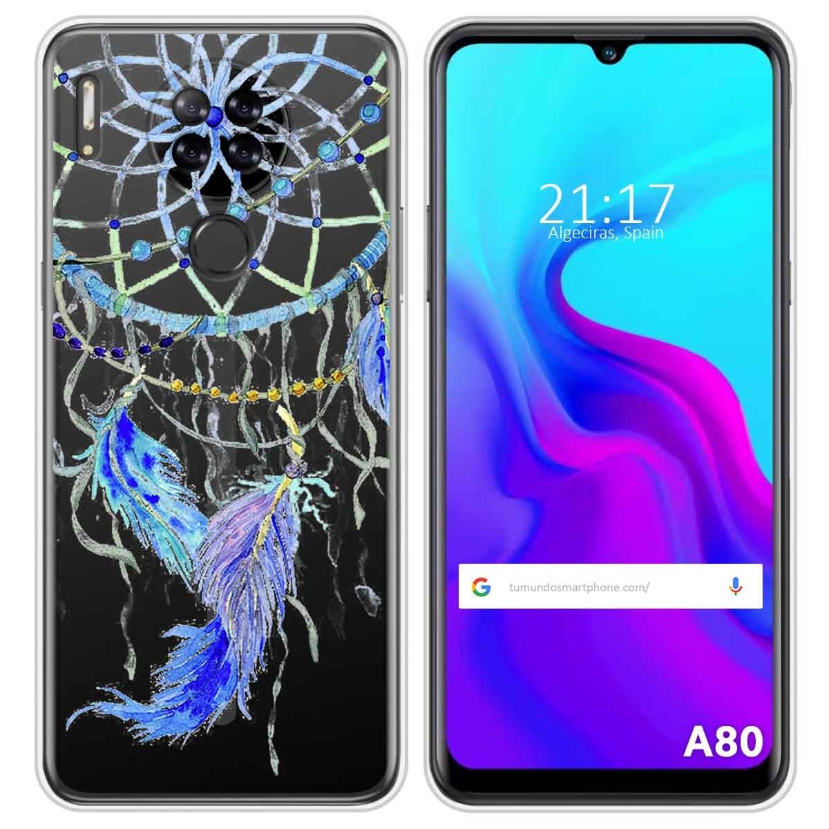 Funda Silicona Transparente para Blackview A80 / A80s diseño Plumas Dibujos