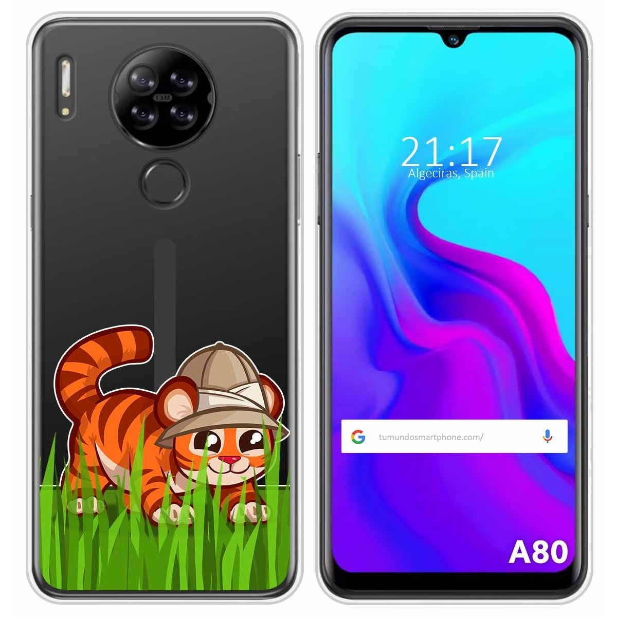 Funda Silicona Transparente para Blackview A80 / A80s diseño Tigre Dibujos