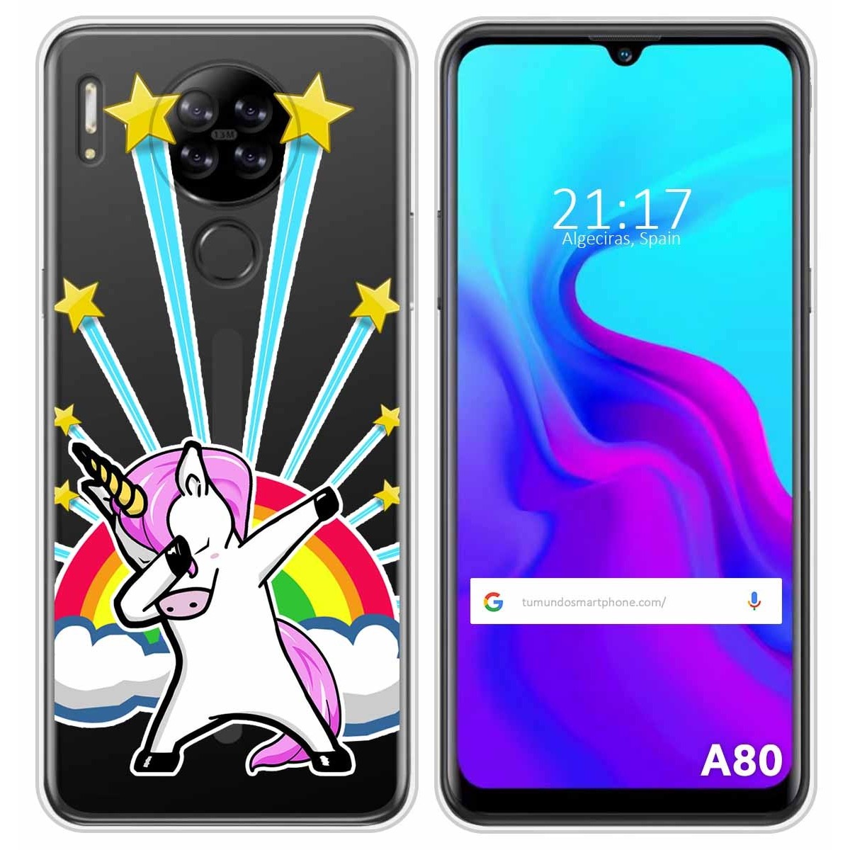 Funda Silicona Transparente para Blackview A80 / A80s diseño Unicornio Dibujos