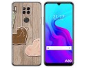 Funda Silicona para Blackview A80 / A80s diseño Corazones Madera Dibujos