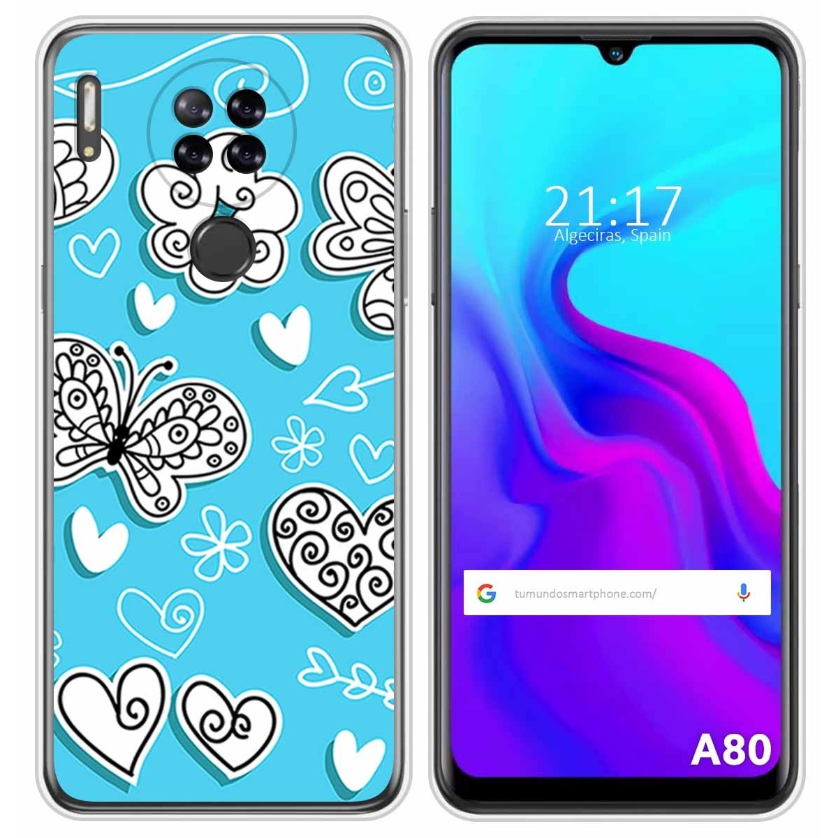 Funda Silicona para Blackview A80 / A80s diseño Mariposas Dibujos