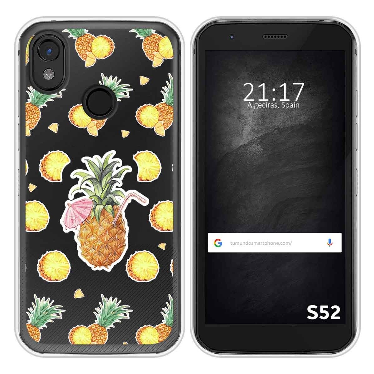 Funda Silicona Transparente para CAT S52 diseño Piña Dibujos