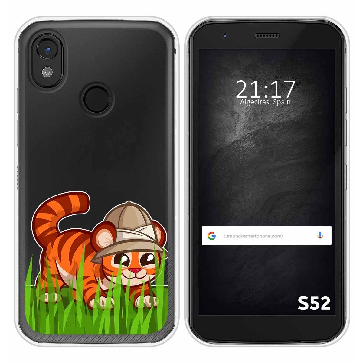 Funda Silicona Transparente para CAT S52 diseño Tigre Dibujos