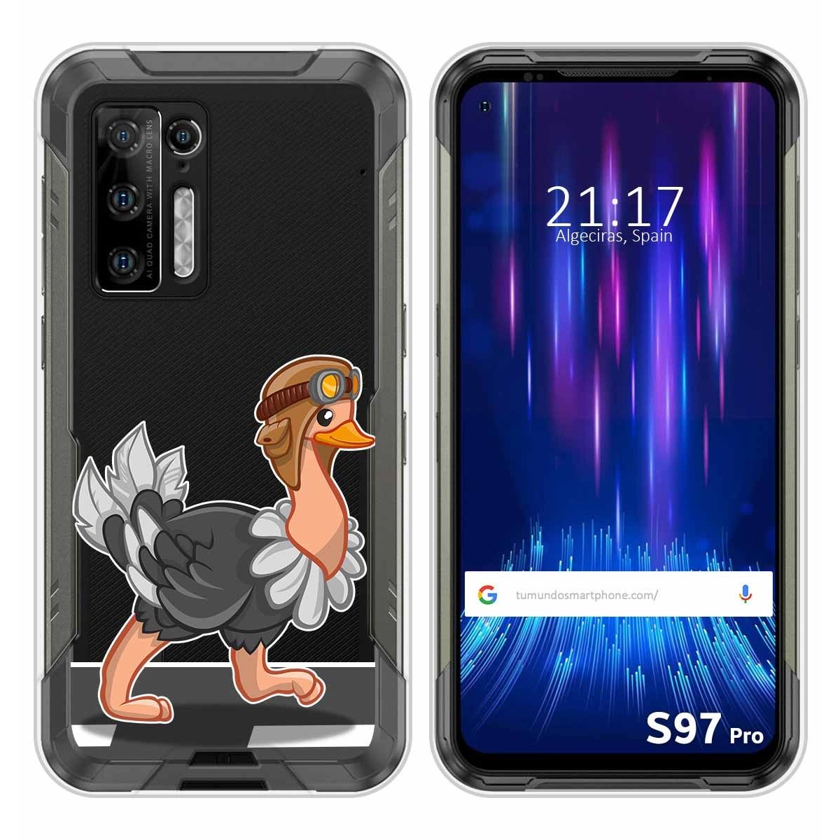 Funda Silicona Transparente para Doogee S97 Pro diseño Avestruz Dibujos