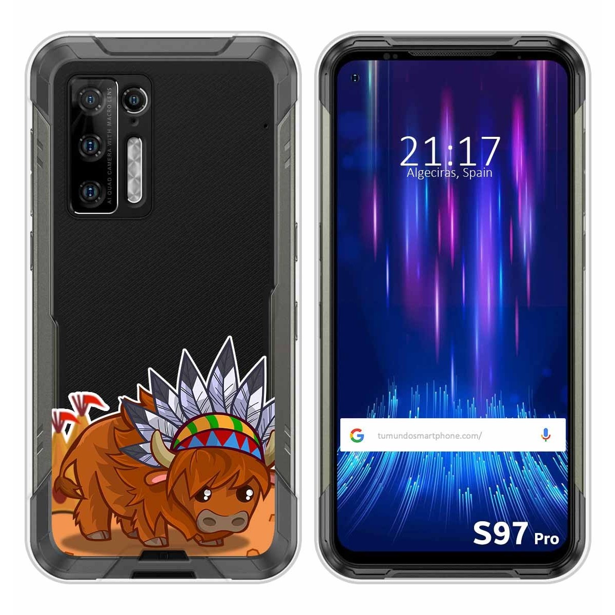 Funda Silicona Transparente para Doogee S97 Pro diseño Bufalo Dibujos