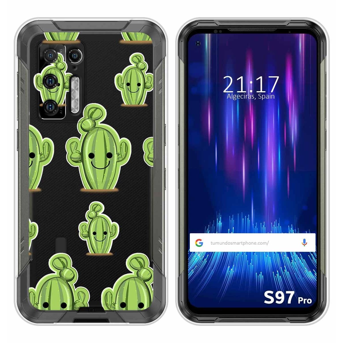 Funda Silicona Transparente para Doogee S97 Pro diseño Cactus Dibujos