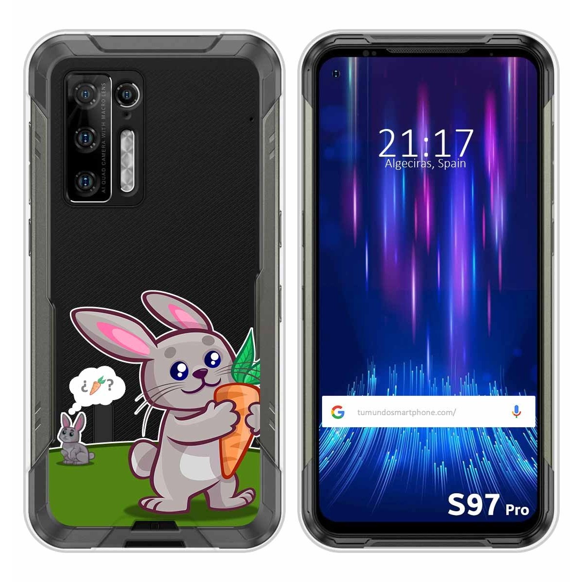 Funda Silicona Transparente para Doogee S97 Pro diseño Conejo Dibujos