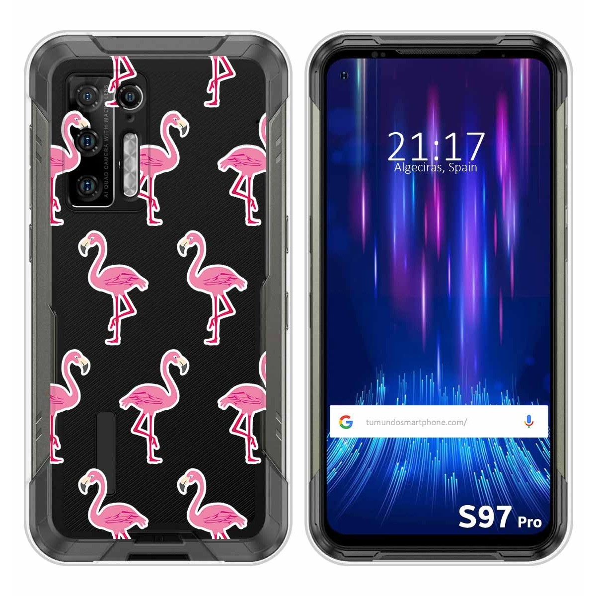 Funda Silicona Transparente para Doogee S97 Pro diseño Flamenco Dibujos
