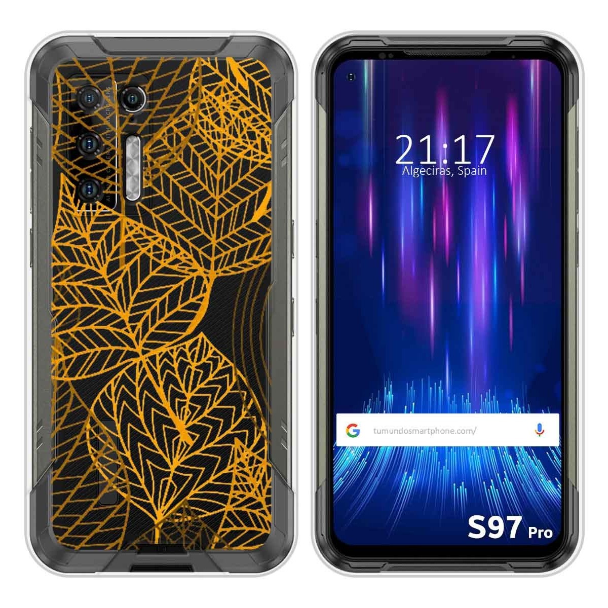 Funda Silicona Transparente para Doogee S97 Pro diseño Hojas Dibujos