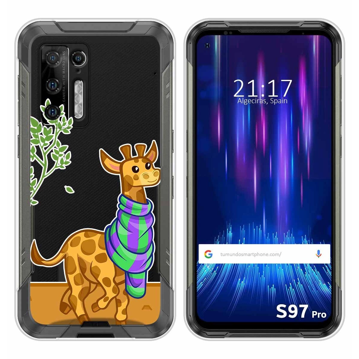Funda Silicona Transparente para Doogee S97 Pro diseño Jirafa Dibujos