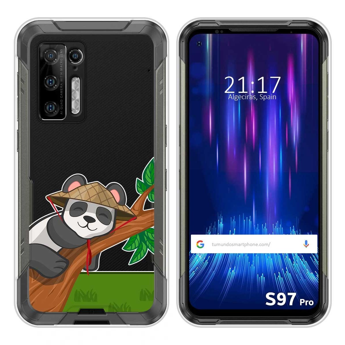 Funda Silicona Transparente para Doogee S97 Pro diseño Panda Dibujos