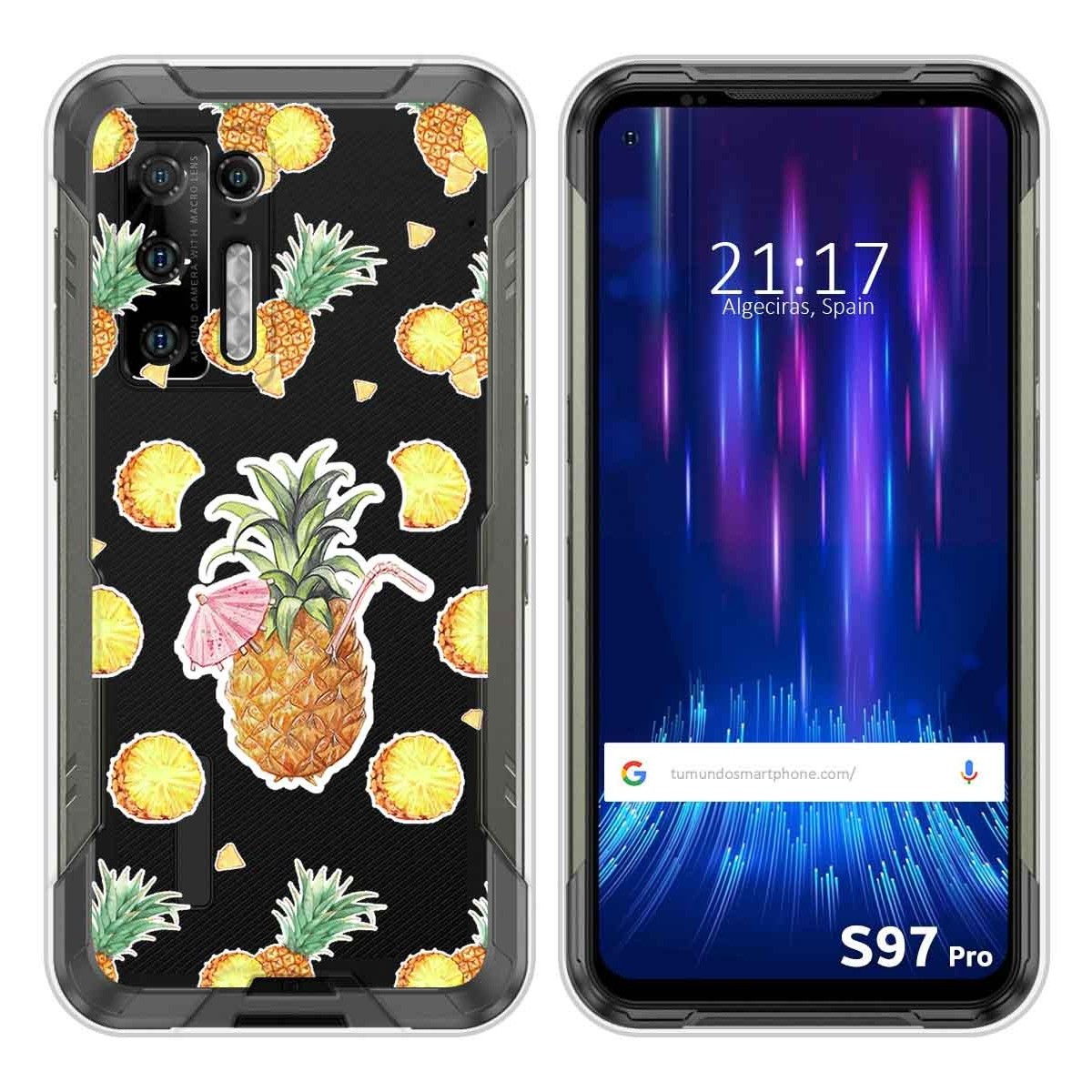 Funda Silicona Transparente para Doogee S97 Pro diseño Piña Dibujos