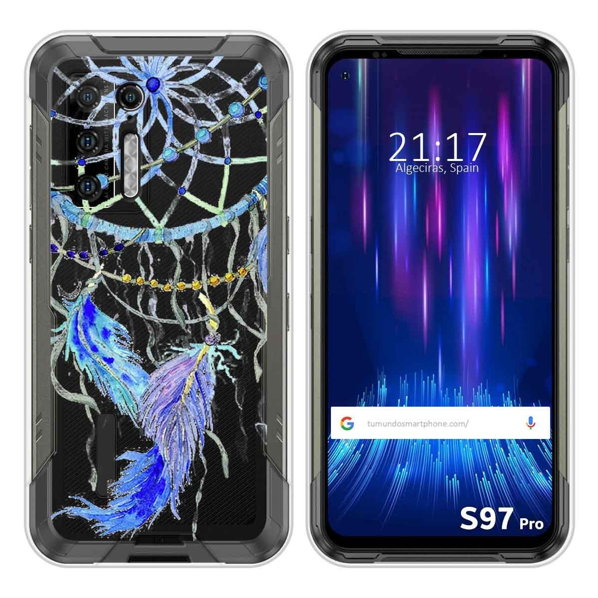 Funda Silicona Transparente para Doogee S97 Pro diseño Plumas Dibujos