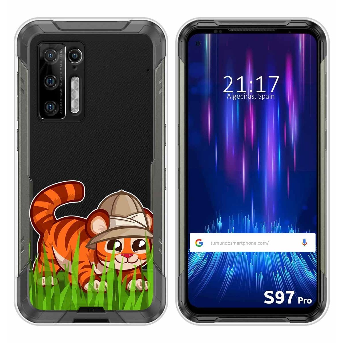 Funda Silicona Transparente para Doogee S97 Pro diseño Tigre Dibujos