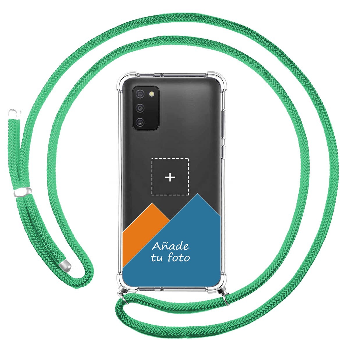 Personaliza tu Funda Colgante Transparente para Samsung Galaxy A03s con Cordon Verde Agua Dibujo Personalizada
