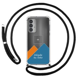 Personaliza tu Funda Colgante Transparente para Motorola Edge 20 con Cordon Negro Dibujo Personalizada