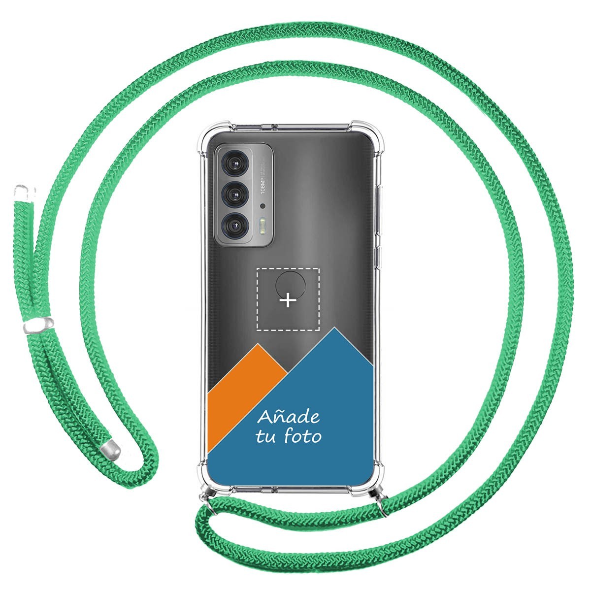 Personaliza tu Funda Colgante Transparente para Motorola Edge 20 con Cordon Verde Agua Dibujo Personalizada