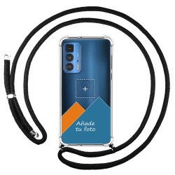 Personaliza tu Funda Colgante Transparente para Motorola Edge 20 Pro con Cordon Negro Dibujo Personalizada