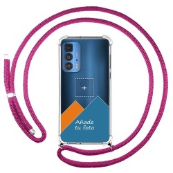 Personaliza tu Funda Colgante Transparente para Motorola Edge 20 Pro con Cordon Rosa Fucsia Dibujo Personalizada