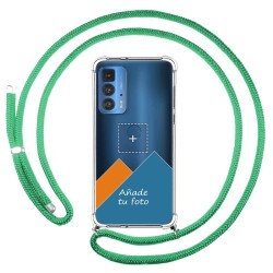 Personaliza tu Funda Colgante Transparente para Motorola Edge 20 Pro con Cordon Verde Agua Dibujo Personalizada