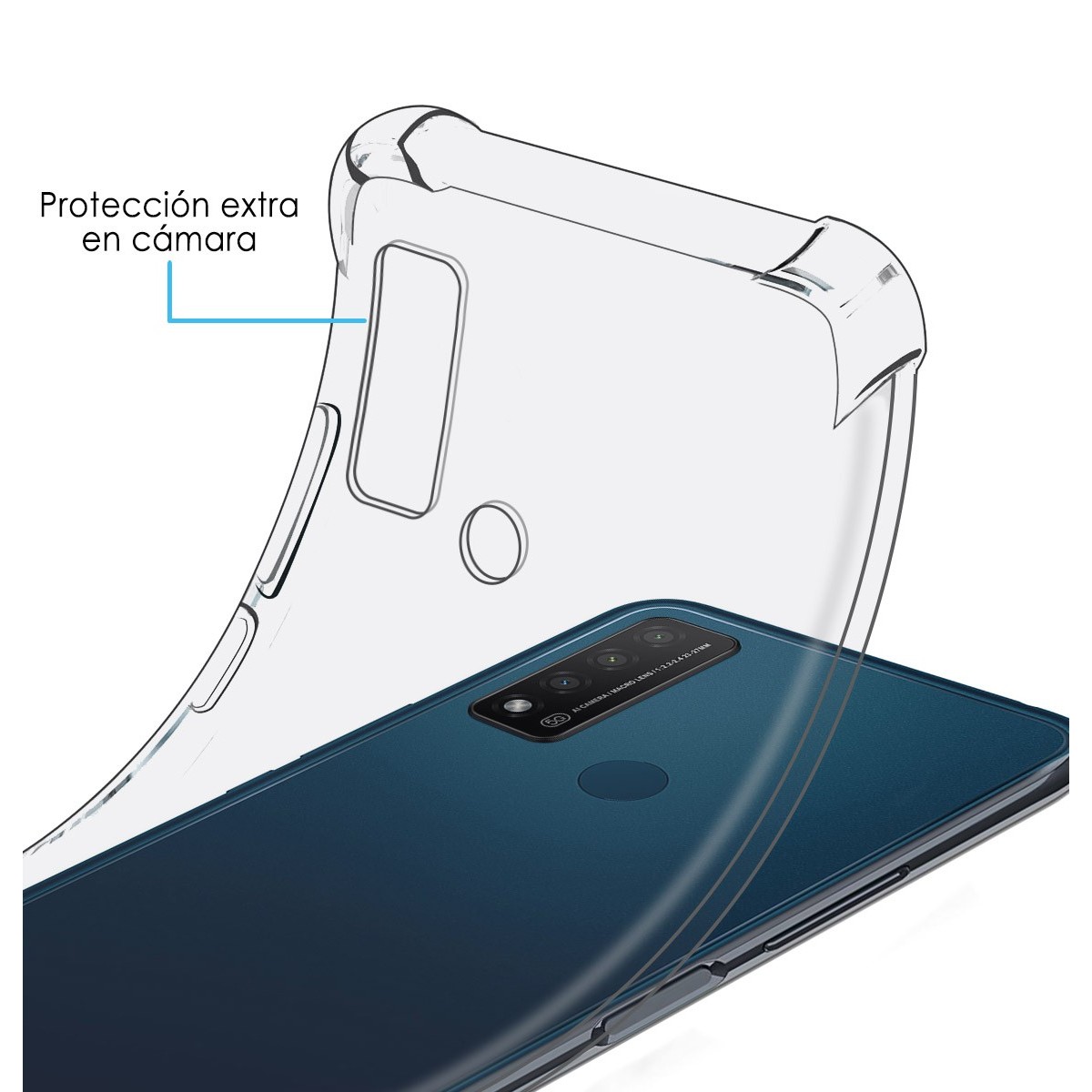 Funda Silicona Antigolpes Transparente para TCL 20 R 5G